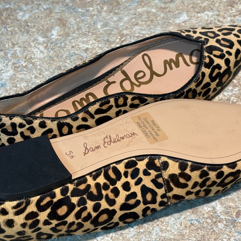 Sam Edelman Riza Leopard Print Pointed Toe Classic Preppy Ballet Flats Size 5.5 - Picture 5 of 12